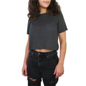 Forever 21 Gray Ribbed Knit Crop Top Medium Basic Plain